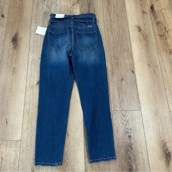 KanCan High Waist Belted Distressed Medium Wash Denim Tapered Leg Size 1/24 NWT - Picture 11 of 11